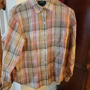 EUC Lauren Ralph Lauren Linen Long Sleeve Blouse L